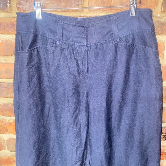 Atelier Black Chambray Wide Leg Dress Pants Women's Size 12 - Picture 2 of 5
